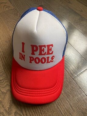 Funny prank gag gift hat I pee in pools Red, White & Blue